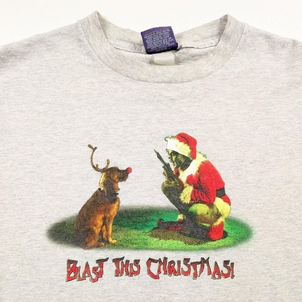 The Grinch Who Stole Christmas Jim Carrey Movie Promo Tee Dr Seuss Gray Size M?